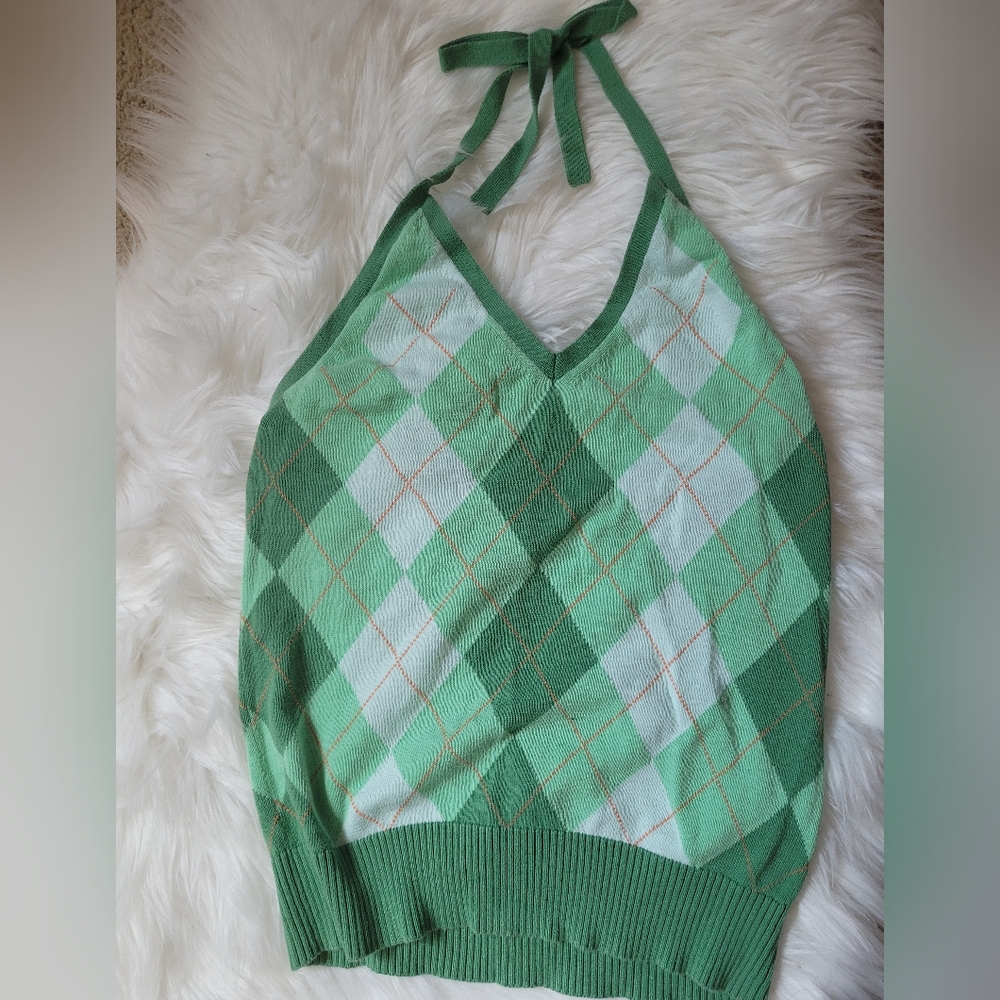 Jcrew Halter top Preppy style in green